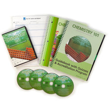 Chemistry 101 DVD Set with Student Notebook, Guidebook with Quizzes and Accreditation Program, and Lab Sheets Pad — Christian homeschool science curriculum bundle